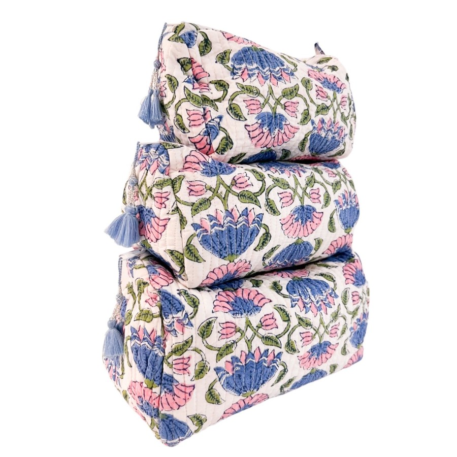 Accessories Bell by Alicia bell | 3 Piece Cosmetic Bag- Pink/ Blue Azalea