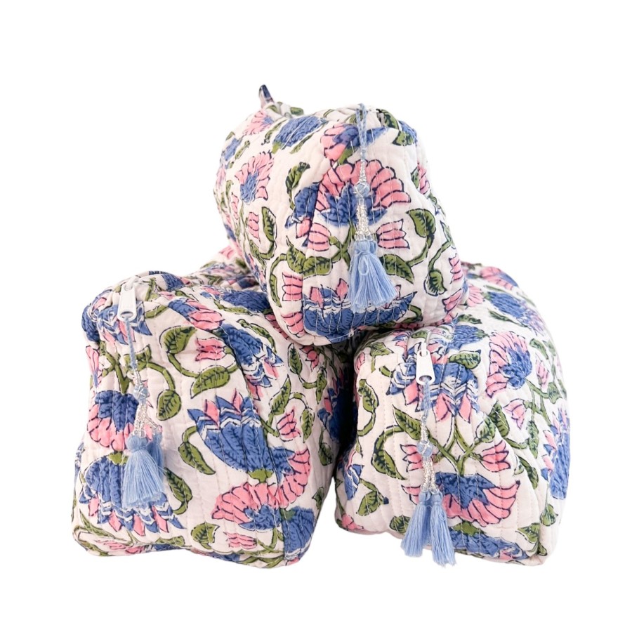 Accessories Bell by Alicia bell | 3 Piece Cosmetic Bag- Pink/ Blue Azalea