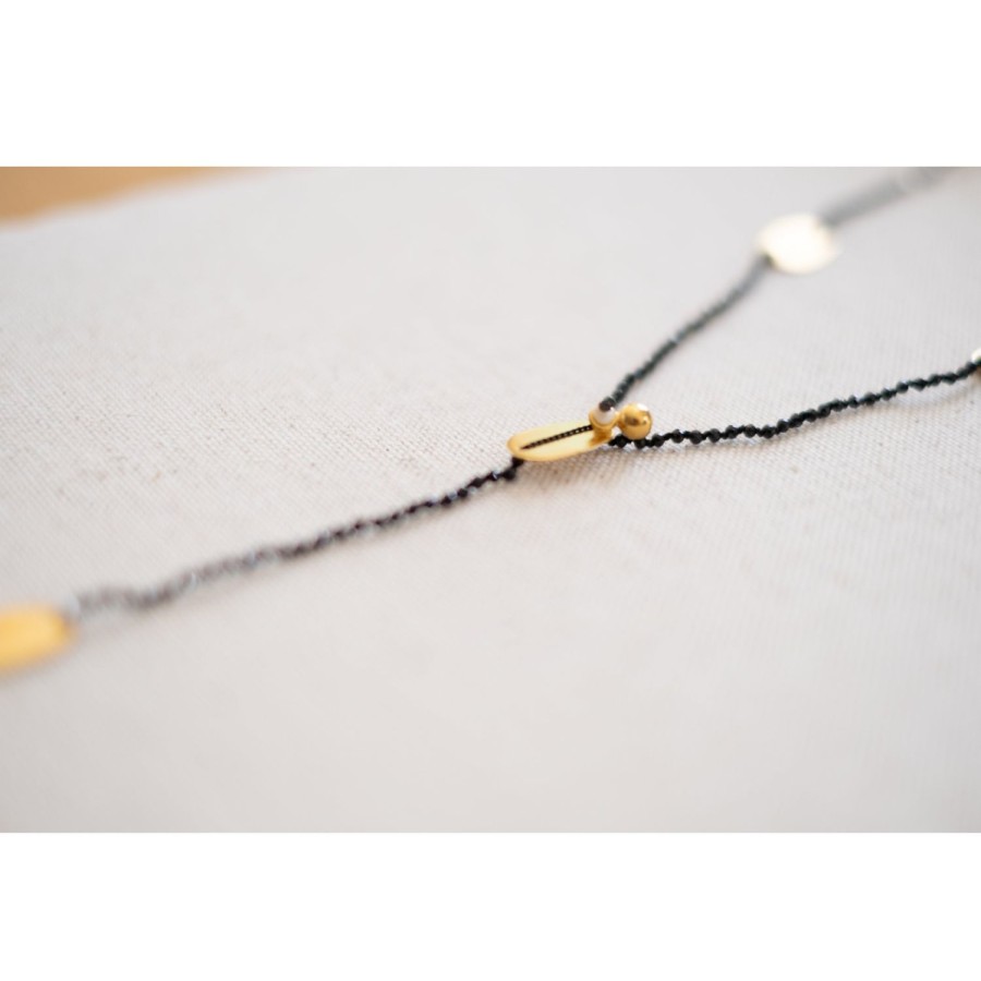 Accessories Bell by Alicia bell | Semi-Precious Stones Cord Necklace - Black Spinel