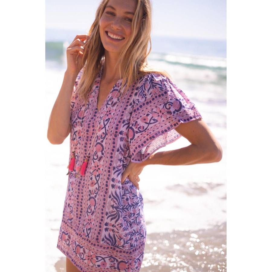 Womens Bell by Alicia bell | Pink/Blue Angel Kaftan Mini