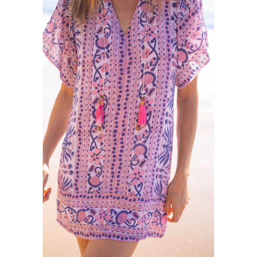 Womens Bell by Alicia bell | Pink/Blue Angel Kaftan Mini