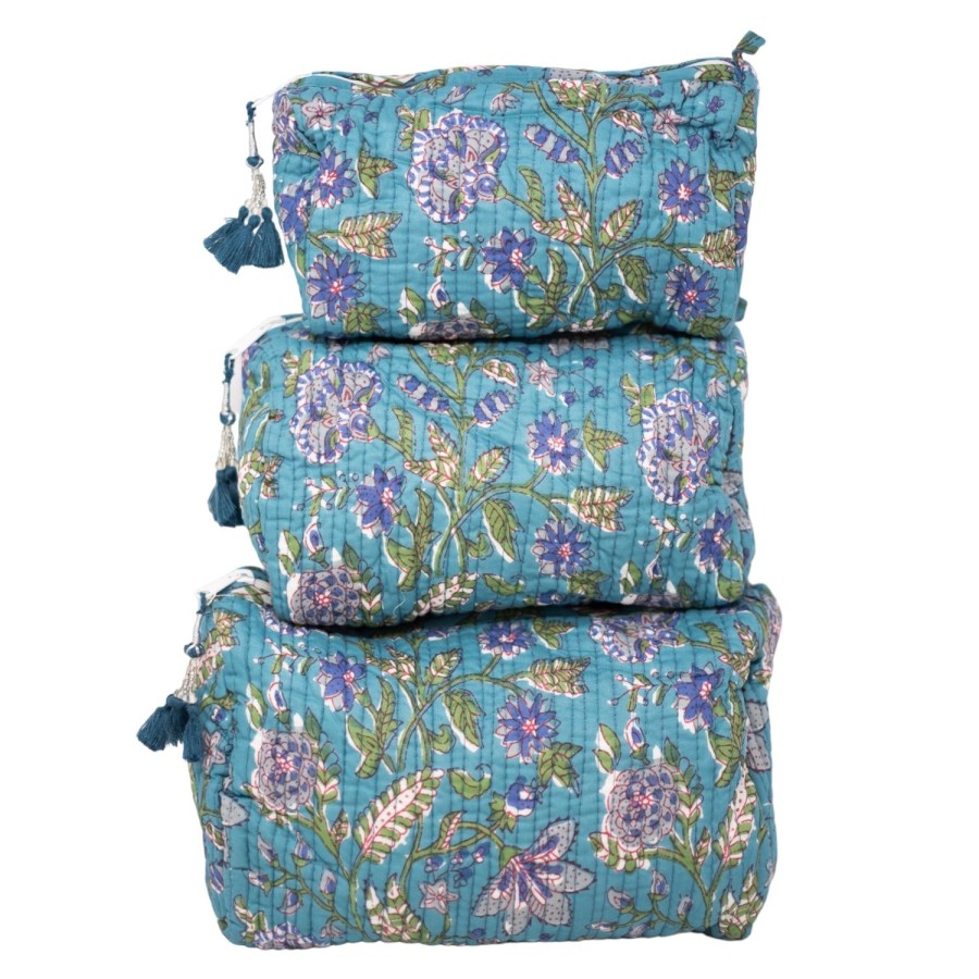 Accessories Bell by Alicia bell | 3 Piece Cosmetic Bag-Turquoise Purple Floral