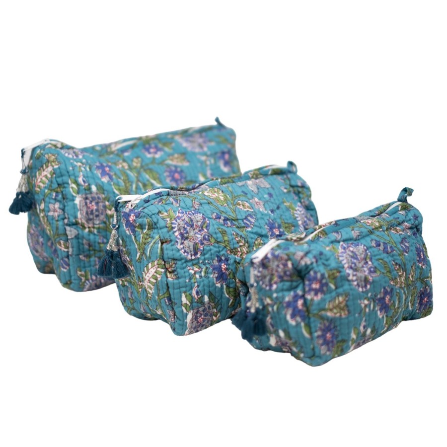 Accessories Bell by Alicia bell | 3 Piece Cosmetic Bag-Turquoise Purple Floral