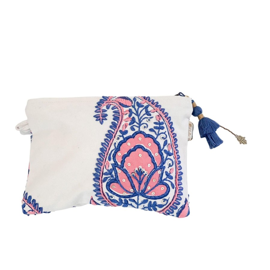 Accessories Bell by Alicia bell | Paisley Small Zipper Pouch With Embroidery