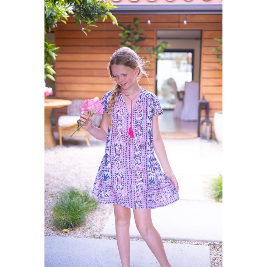 Kids Bell by Alicia bell | Pink/Navy Kaftan Popover Dress