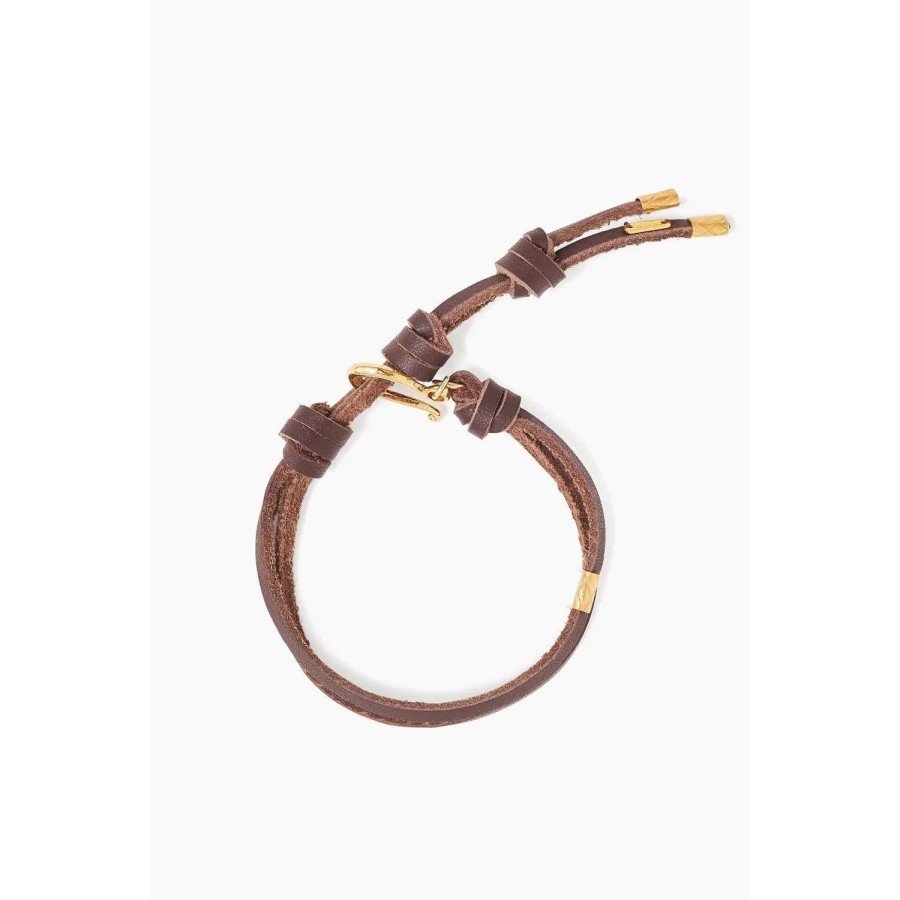 Accessories Bell by Alicia bell | Gold And Brown Leather Loop Bracelet