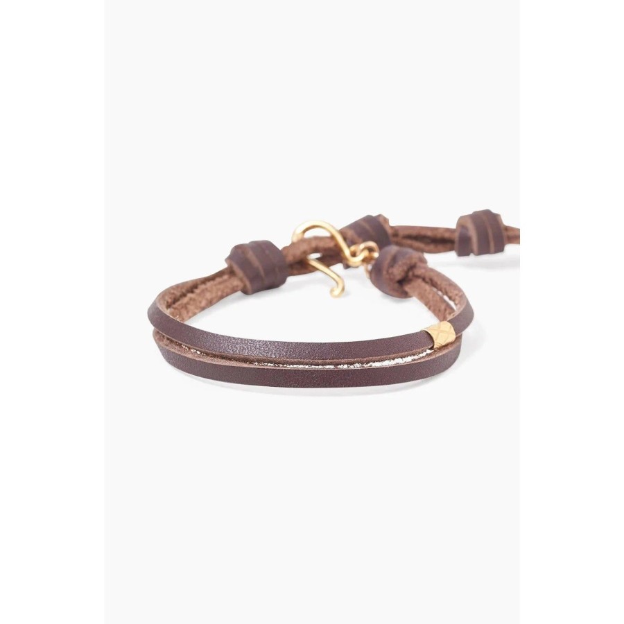 Accessories Bell by Alicia bell | Gold And Brown Leather Loop Bracelet