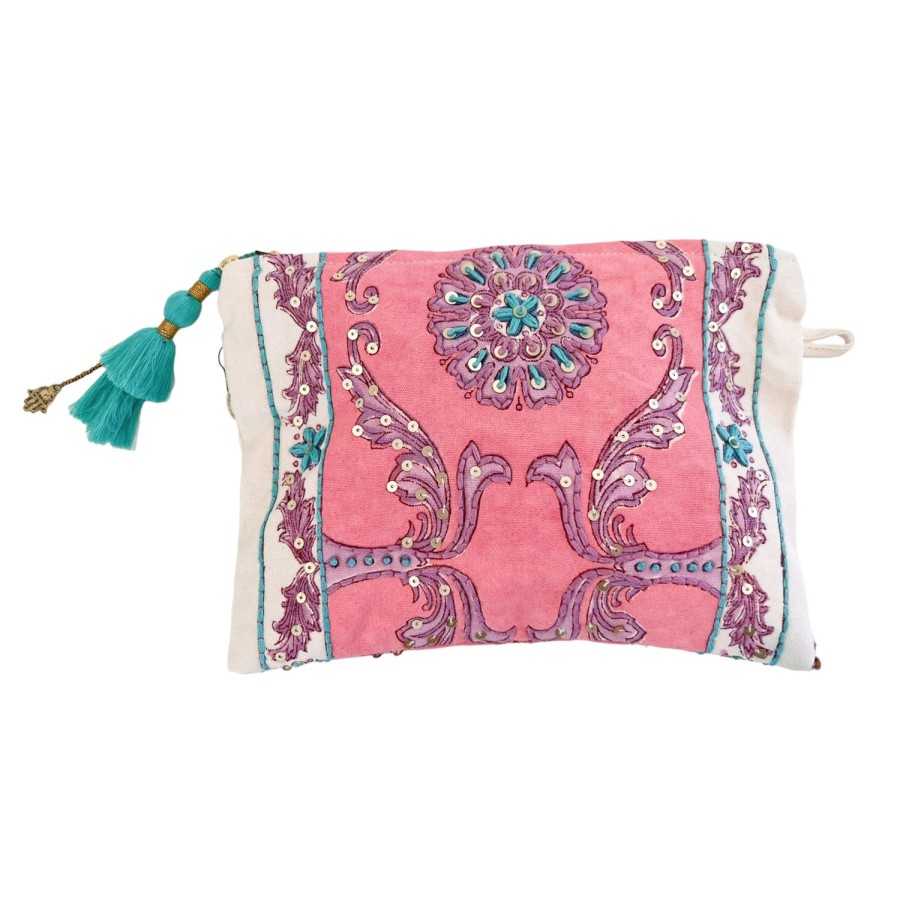 Accessories Bell by Alicia bell | Flower Small Zipper Pouch With Embroidery