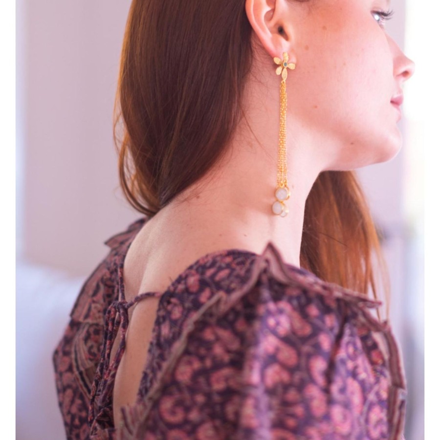 Accessories Bell by Alicia bell | Gold Floral Dangly Earring