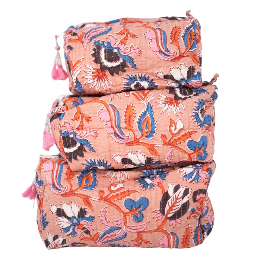 Accessories Bell by Alicia bell | 3 Piece Cosmetic Bag- Peach Orange Floral