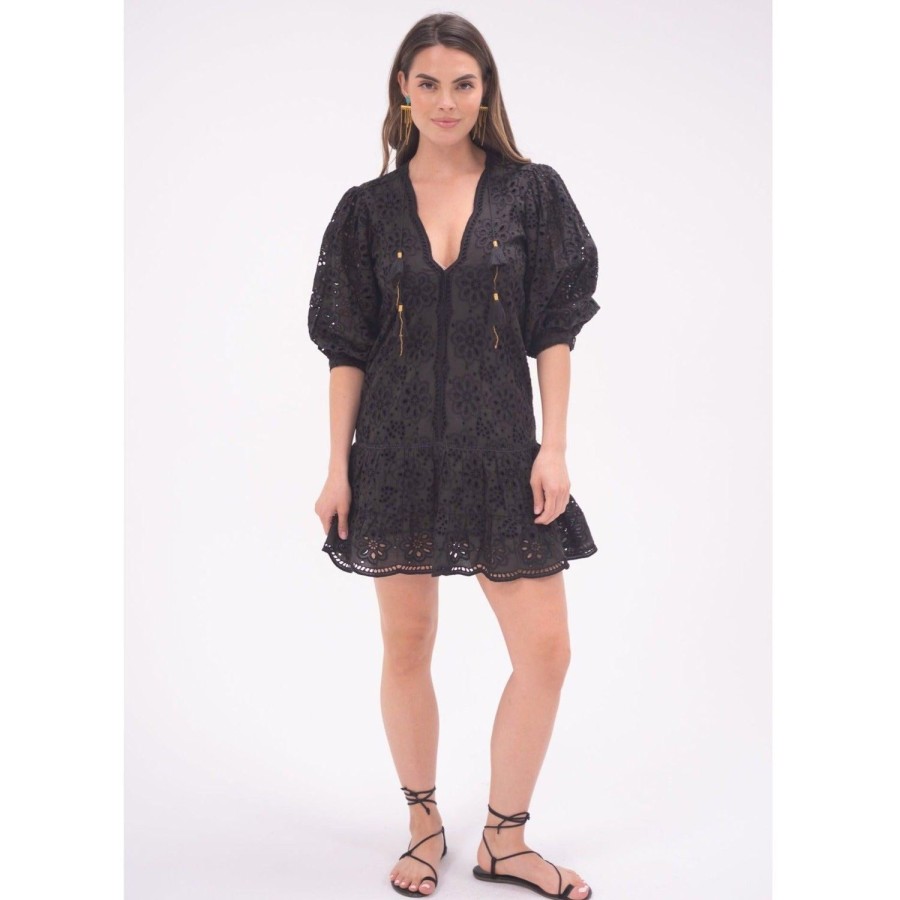 Womens Bell by Alicia bell | Black Eyelet Popover Flounce Dress