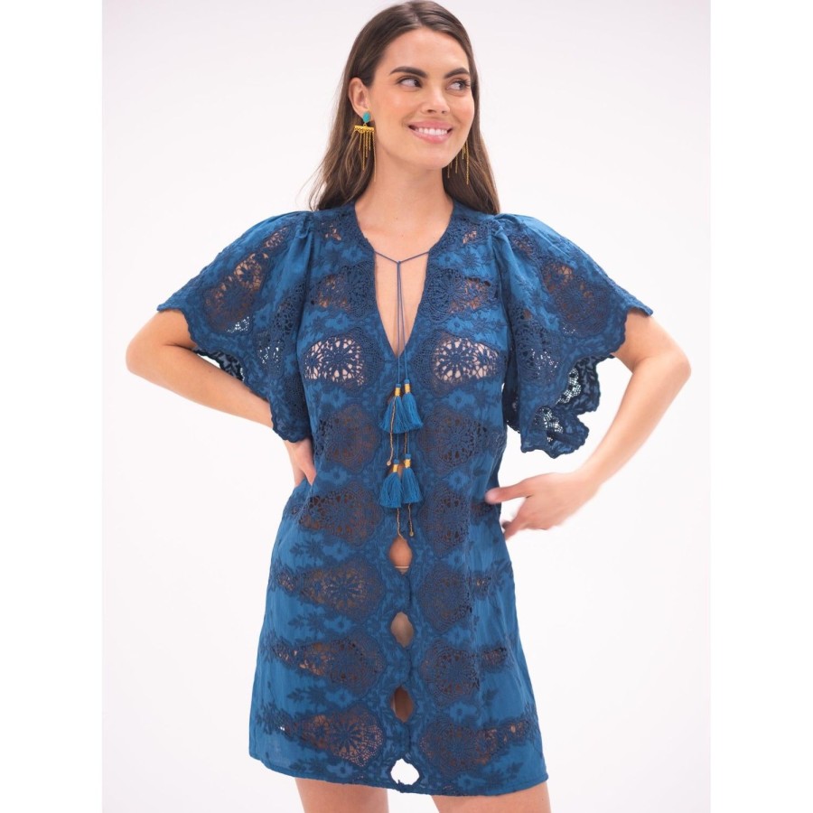 Womens Bell by Alicia bell | Turquoise Mini Angel Kaftan Lace