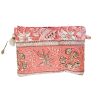 Accessories Bell by Alicia bell | Peach Small Zipper Pouch With Embroidery