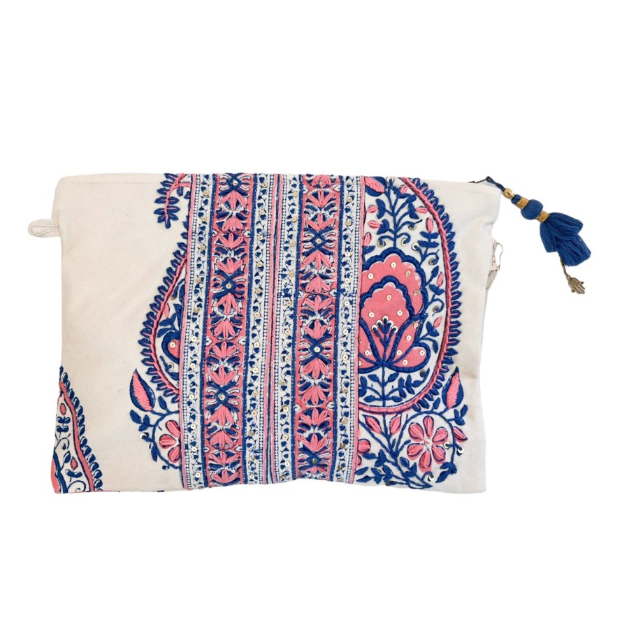 Accessories Bell by Alicia bell | Paisley Large Zipper Pouch With Embroidery